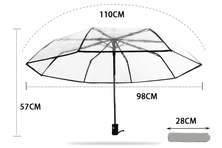 Transparent 3 fold umbrella