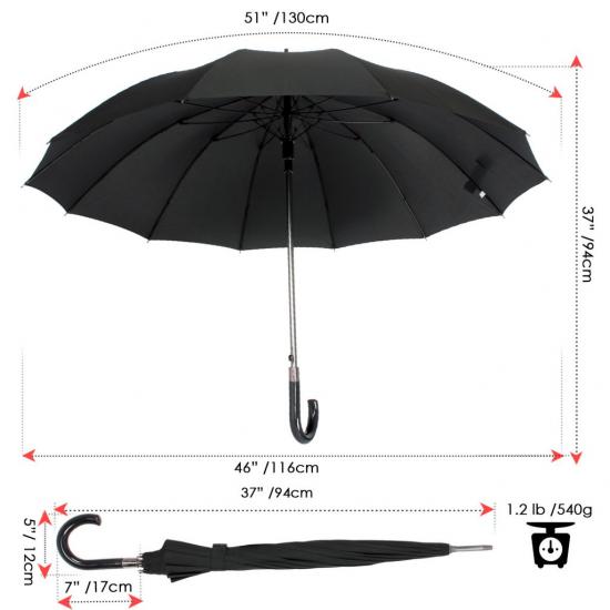  47.2 Parapluie de marche de pouce auto ouverte Mens