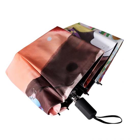 Imprimé réversible portable 3 parapluie rabattable