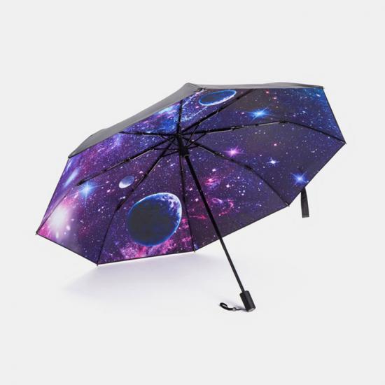 Voyage extérieur pliant parapluie de pluie de soleil avec impression Skidry Sky