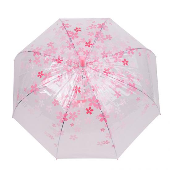 Parapluie Transparent Floral Droit à Long Manche