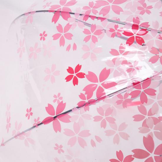 Parapluie Transparent Floral Droit à Long Manche