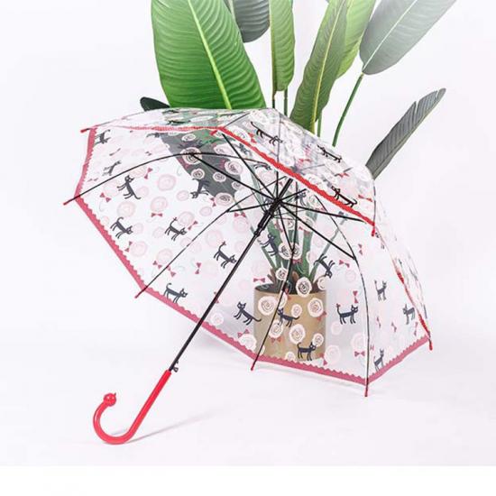 Creative chat poignée des enfants parapluie transparente