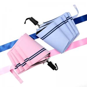 manual folding striped umbrella