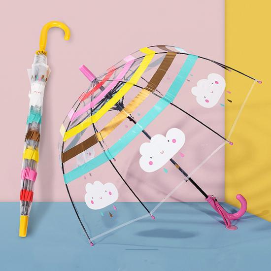 Parapluie automatique transparent à long manche pour enfants portables