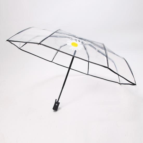 Parapluie pliable transparent à ouverture automatique et fermeture durable