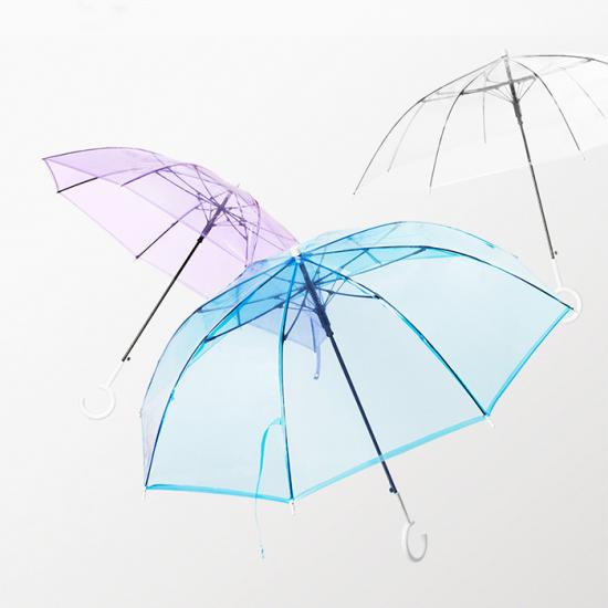 Parapluie transparent portable de couleur unie à long manche