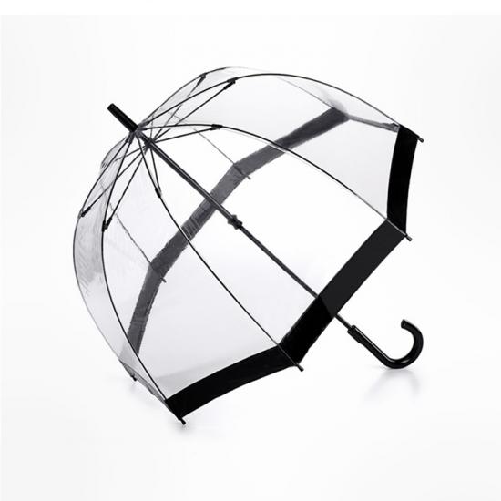 Parapluie de cage à oiseaux transparent à poignée droite manuelle