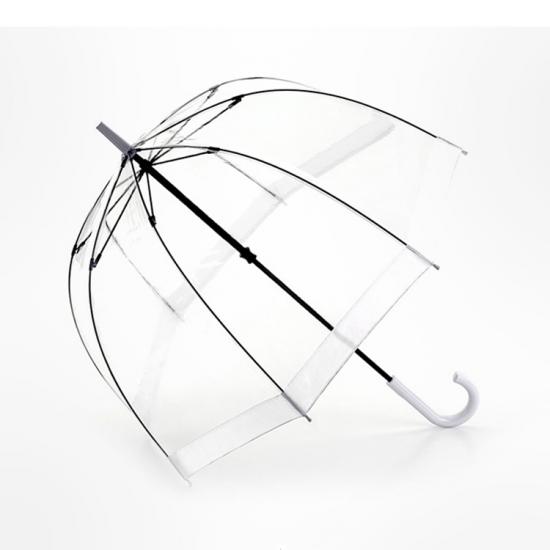 Parapluie de cage à oiseaux transparent à poignée droite manuelle