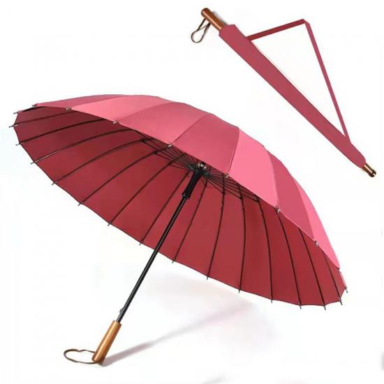 Parapluie de golf surdimensionné 24 côtes avec manche en bois