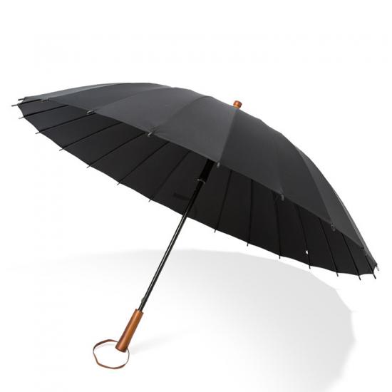 Parapluie de golf surdimensionné 24 côtes avec manche en bois