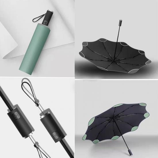 ouverture et fermeture automatiques 8 nervures 3 parapluie pliant logo parapluie personnalisé